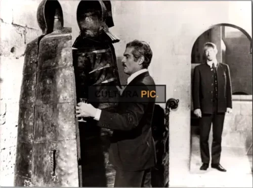 Vintage Original B&W Photo, Omar Sharif as Dr. Ribero and Volker Prechtel as Andreas in 'Crime and Passion' (aka 'Ace Up My Sleeve') Movie Directed by Ivan Passer - 1976