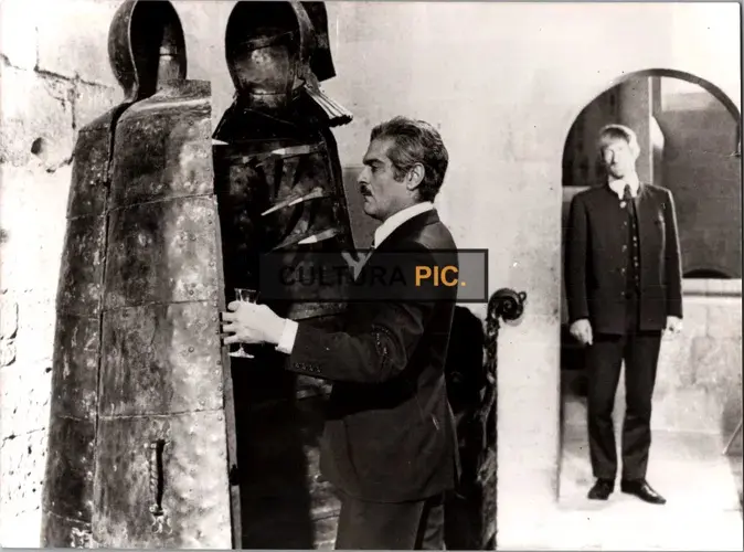 Vintage Original B&W Photo, Omar Sharif as Dr. Ribero and Volker Prechtel as Andreas in 'Crime and Passion' (aka 'Ace Up My Sleeve') Movie Directed by Ivan Passer - 1976