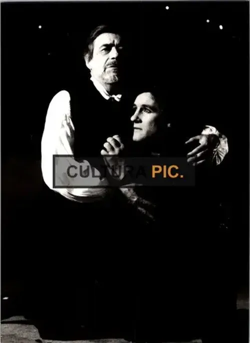 Vintage Original B&W Photo, Gérard Depardieu and François Périer in "Le Tartuffe" Directed by Gérard Depardieu - 1984