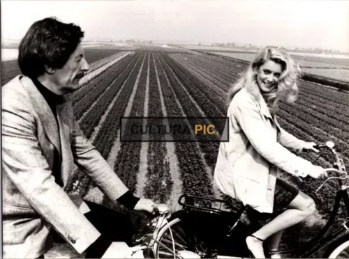 Vintage Original B&W Photo, Jean Rochefort and Catherine Deneuve in "Courage - Let's Run" Directed by Yves Robert - 1979