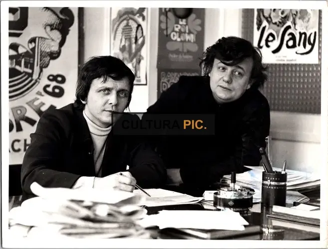 Vintage Original B&W Photo, Marcel Maréchal and Patrice Chéreau at the Théâtre du Huitième - 1969