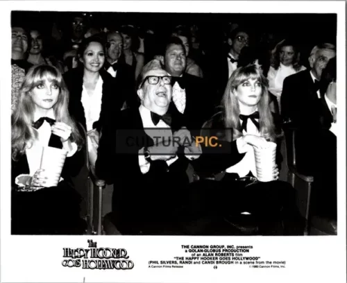 Vintage Original B&W Photo, Phil Silvers, Randi, and Candi Brough in  "The Happy Hooker Goes Hollywood" by Alan Roberts - 1980