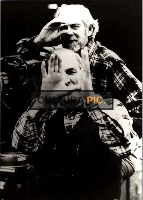 Vintage Original B&W Photo, Ingmar Bergman and Sven Nykvist in " Aus dem Leben der Marionetten" - 1980