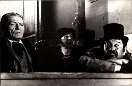 Vintage Original B&W Photo, Alain Cuny, Pavle Vuisic, and Velimir 'Bata' Zivojinovic in "The Master and Margaret" by Aleksandar Petrovic - 1972