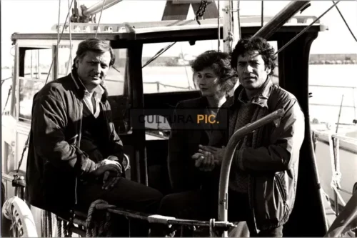 Vintage Original B&W Photo, Marlene Jobert, Jacques Villeret and Bruno Cremer in "Effraction" Directed by Daniel Duval - 1983