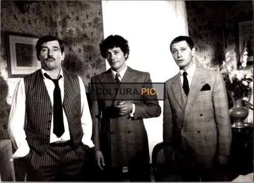 Vintage Original B&W Photo, Alain Delon, Maurice Barrier and Adalberto Maria Merli in "Le Gang" by Jacques Deray - 1977