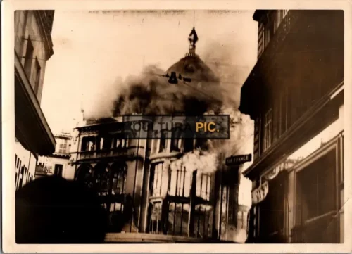 Vintage Original B&W Photo, Nouvelles Galeries, Canebière Marseille Burning Down in 1938