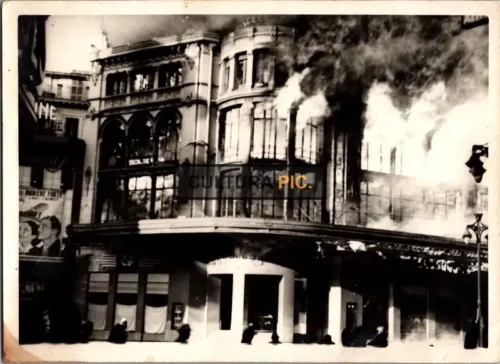 Vintage Original B&W Photo, Nouvelles Galeries, Canebière Marseille Burning Down in 1938