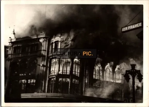 Vintage Original B&W Photo, Nouvelles Galeries, Canebière Marseille Burning Down in 1938