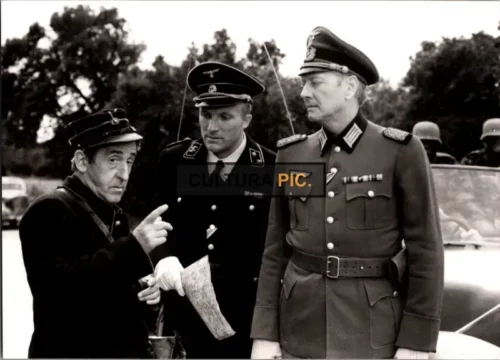 Vintage Original B&W Photo, Jean Lefebvre, Hans Verner and Franz (Frantz) Wolf in  "Le Joueur De Gloire" by Jacques Besnard - 1976