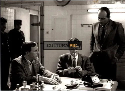 Vintage Original B&W Photo, Jean-Louis Trintignant, Philippe Laudenbach, and Philippe Morier-Genoud in "Confidentially Yours" by François Truffaut - 1983