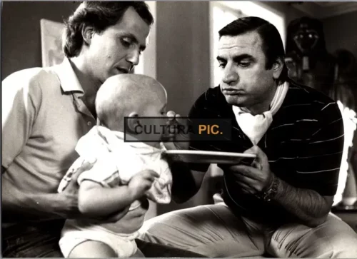 Vintage Original B&W Photo, Aldo Maccione and Fabrice Luchini in  "T'es Folle Ou Quoi ?" by Michel Gerard - 1982