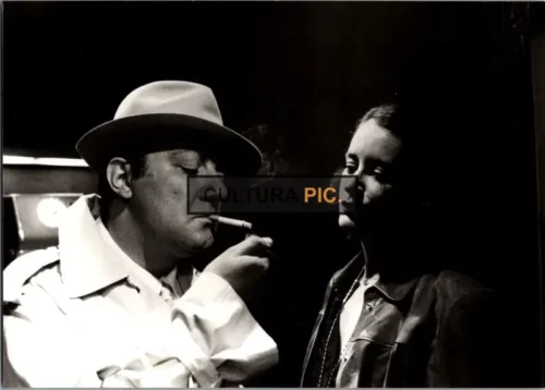 Vintage Original B&W Photo, Coluche and Dominique Lavanant in ''Inspector Blunder" by Claude Zidi - 1980
