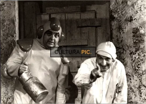 Vintage Original B&W Photo, Louis de Funès and Jacques Villeret in "La Soupe aux choux" by Jean Girault - 1981
