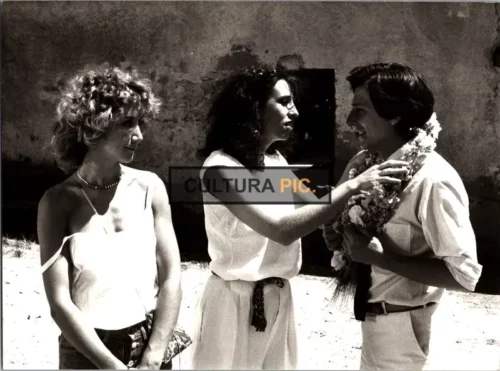 Vintage Original B&W Photo, Anemone, Christian Clavier and Marie-Anne Chazel in "Les Babas-Cool" by François Leterrier - 1981