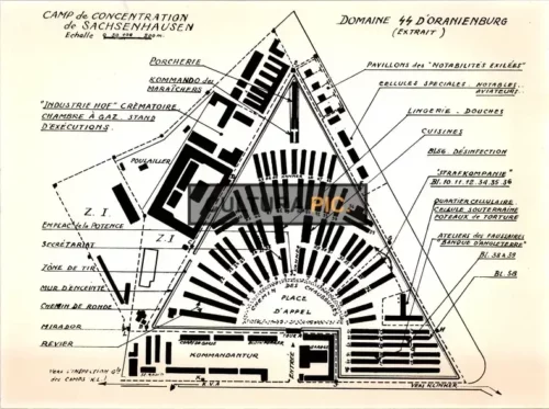 Vintage Original B&W Photo, Architectural Groundplan of Sachsenhausen Concentration Camp, Brandenburg - 1936
