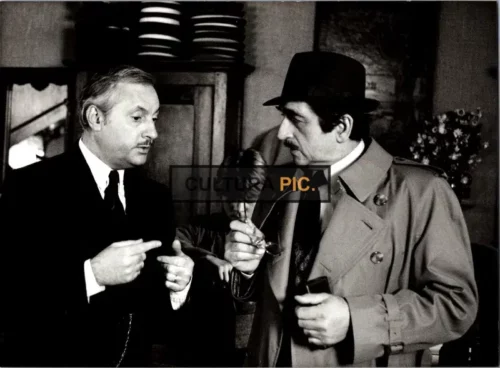 Vintage Original B&W Photo, Michel Serrault and Mario David in "The Hatter's Ghost" by Claude Chabrol - 1982