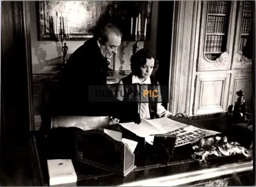 Vintage Original B&W Photo, Romy Schneider and Jean Carmet in The Movie "La banquière" Directed by: Francis Girod - 1980