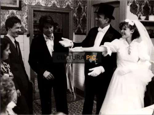 Vintage Original B&W Photo, Anne Jousset, Jacques Dutronc and Jean-Pierre Marielle in "L'entourloupe" by Gérard Pirès - 1980