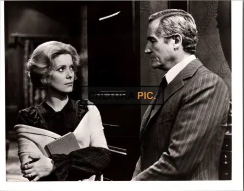 Vintage Original B&W Photo, Catherine Deneuve and Vittorio Gassman in "The Forbidden Room" by Dino Risi - 1977