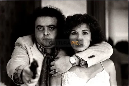 Vintage Original B&W Photo, Jacques Villeret and Marlene Jobert in "Effraction" by Daniel Duval - 1983