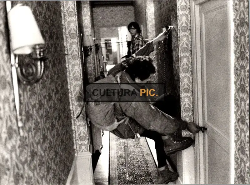 Vintage Original B&W Photo, Victor Lanoux and Philippe Klebert in "Retour En Force" by Jean-Marie Poiré - 1980