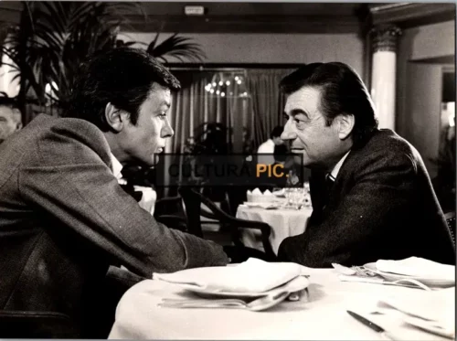 Vintage Original B&W Photo, Francois Perier and Alain Delon in "Le battant" by Alain Delon and Robin Davis - 1983