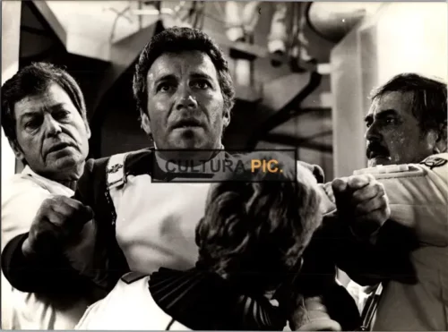 Vintage Original B&W Photo, William Shatner, James Doohan, and DeForest Kelley in "Star Trek II: The Wrath of Khan" by Nicholas Meyer - 1982