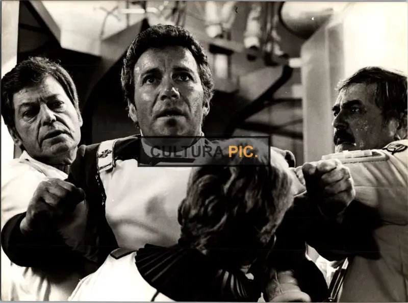 Vintage Original B&W Photo, William Shatner, James Doohan, and DeForest Kelley in "Star Trek II: The Wrath of Khan" by Nicholas Meyer - 1982
