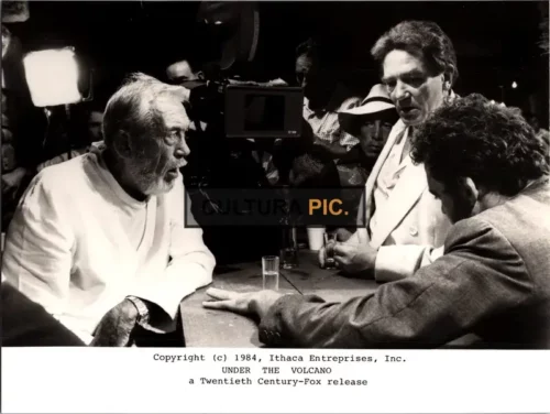 Vintage Original B&W Photo, Albert Finney, John Huston, Jim McCarthy, and José René Ruiz in "Under the Volcano" by John Huston - 1984