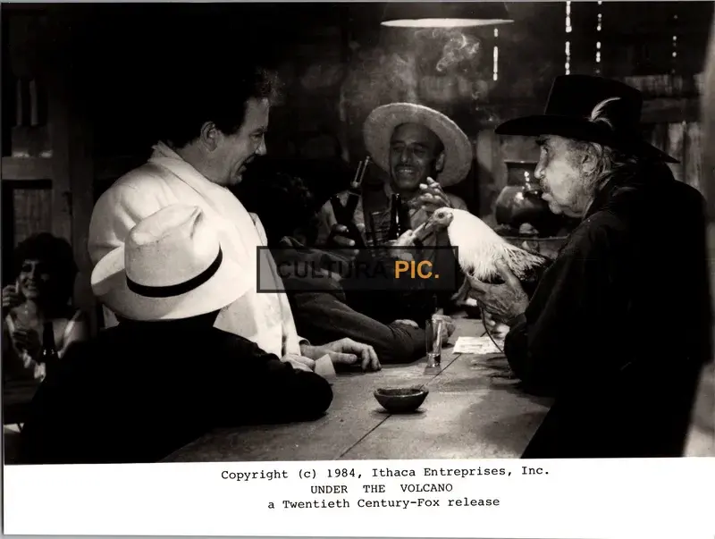 Vintage Original B&W Photo, Albert Finney, Emilio Fernández, José René Ruiz, and Salvador Sánchez in "Under the Volcano" by John Huston - 1984