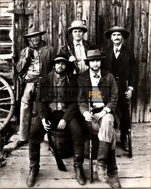 Vintage Original B&W Photo, Marlon Brando, Jack Nicholson, Harry Dean Stanton, Randy Quaid and Frederic Forrest in "The Missouri Breaks" by Arthur Penn - 1976