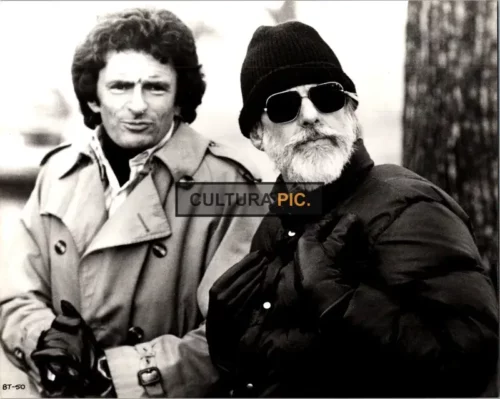 Vintage Original B&W Photo, Director Hal Ashby and Writer Jerzy Kosinski on Set in "Being There" - 1979