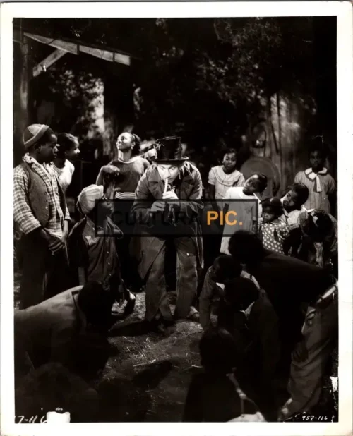 Vintage Original B&W Photo, Harpo Marx Leading Black Children with Flute, in The Film "A Day at the Races" - 1937