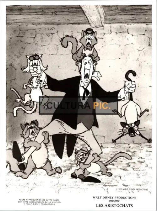 Vintage Original B&W Photo, an Animated Feature of Scatman Crothers, Lord Tim Hudson, Roddy Maude-Roxby, Thurl Ravenscroft, Vito Scotti, and Paul Winchell in "The Aristocats" by Wolfgang Reitherman - 1970