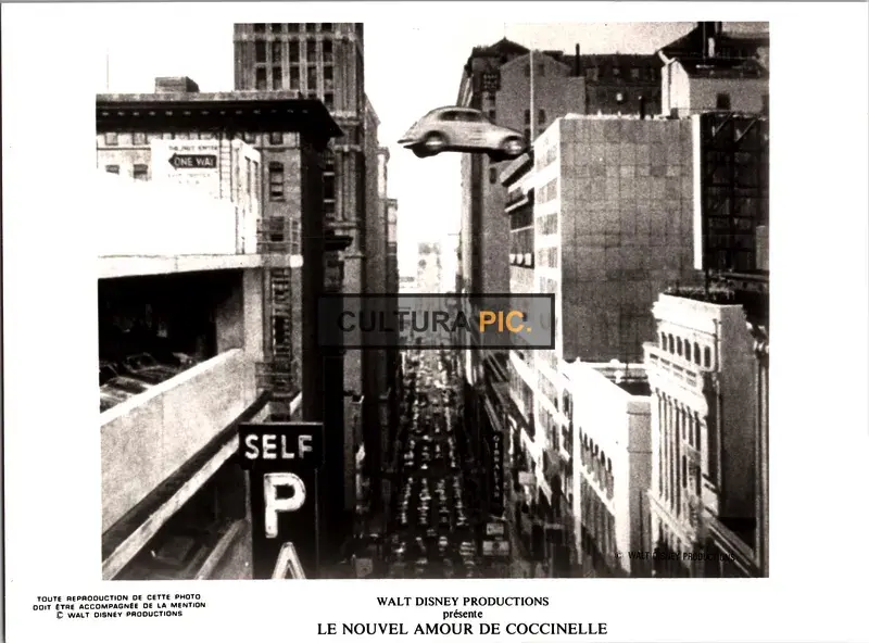 Vintage Original B&W Photo, Herbie the Cab in "Herbie Rides Again" by Robert Stevenson - 1974