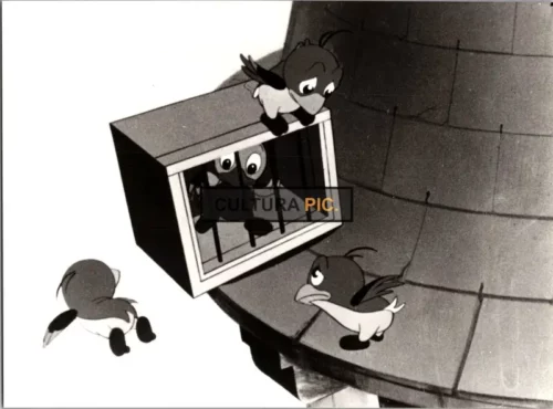 Vintage Original B&W Photo, The Bird in The Movie "The King and the Mockingbird" Starring: Jean Martin, Pascal Mazzotti and Raymond Bussières - 1980
