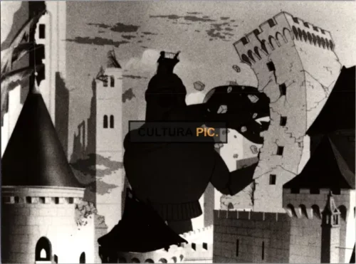 Vintage Original B&W Photo, the Film "The King and the Mockingbird" by Paul Grimault - 1980
