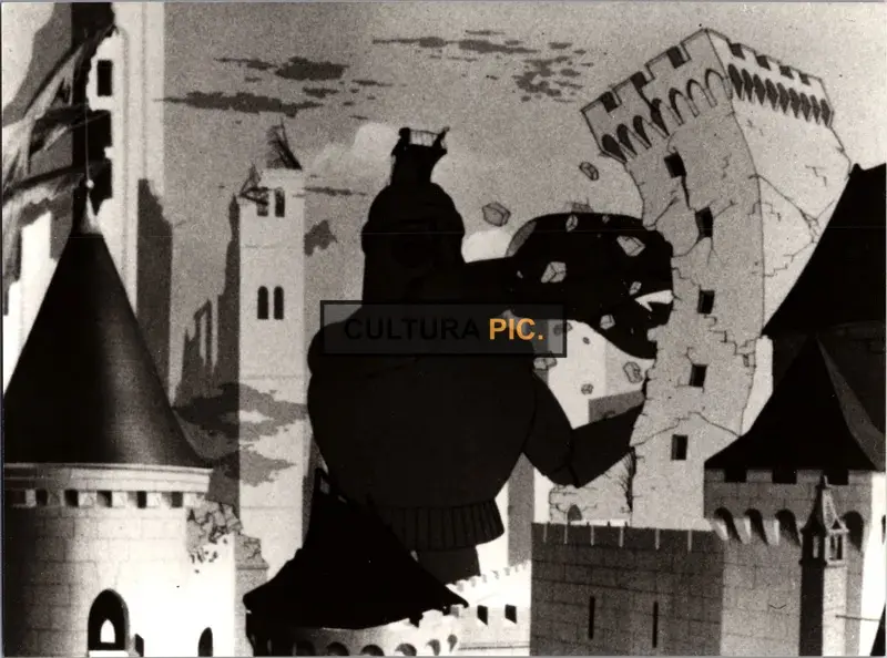 Vintage Original B&W Photo, the Film "The King and the Mockingbird" by Paul Grimault - 1980