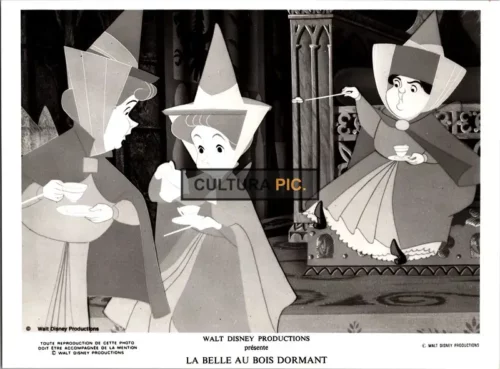 Vintage Original B&W Photo, Flora, Fauna and Merryweather in the Film "Sleeping Beauty" by Walt Disney - 1959