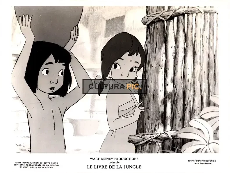 Vintage Original B&W Photo, Darleen Carr and Bruce Reitherman as The Girl and Mowgli in "The Jungle Book" by Wolfgang Reitherman - 1967