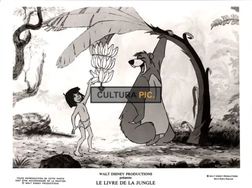 Vintage Original B&W Photo, Phil Harris and Bruce Reitherman as Mowgli and Baloo in "The Jungle Book" by Wolfgang Reitherman - 1967