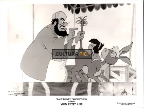 Vintage Original B&W Photo, Sean Marshall, Clarence Nash, and Hal Smith as the Boy, Small One and the Auctioneer in "The Small One" by Walt Disney - 1978