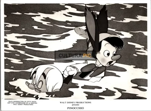 Vintage Original B&W Photo, Pinocchio and Geppetto in "Pinocchio" by Walt Disney - 1940