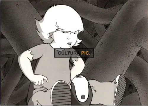 Vintage Original B&W Photo, an Animated Film of  "The Masters of Time" by René Laloux - 1982