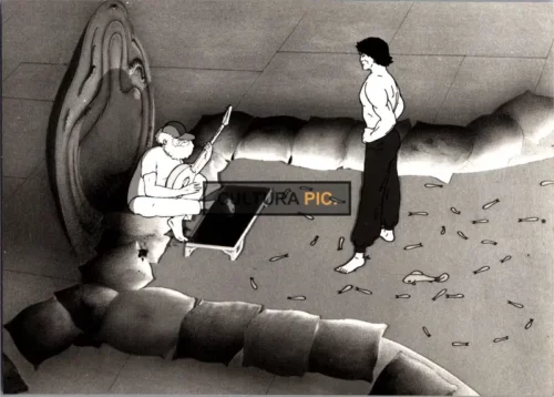 Vintage Original B&W Photo, an Animated Film of  "The Masters of Time" by René Laloux - 1982