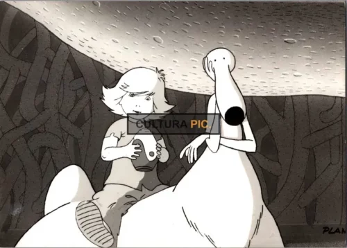 Vintage Original B&W Photo, an Animated Film of  "The Masters of Time" by René Laloux - 1982