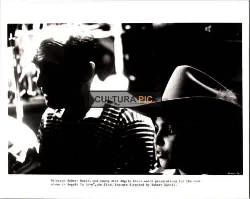 Vintage Original B&W Photo, Angelo Evans and Robert Duvall on Set in "Angelo My Love" Directed and Written by Robert Duvall - 1983