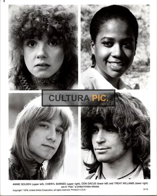 Vintage Original B&W Photo, Cheryl Barnes, Don Dacus, Treat Williams and Annie Golden in "Hair" by Milos Forman - 1979