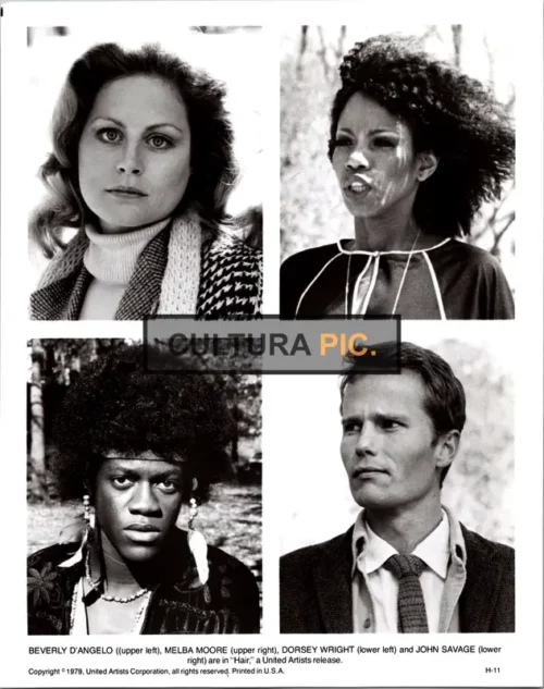 Vintage Original B&W Photo, Beverly D'Angelo, Melba Moore, Dorsey Wright and John Savage in "Hair" by Milos Forman - 1979